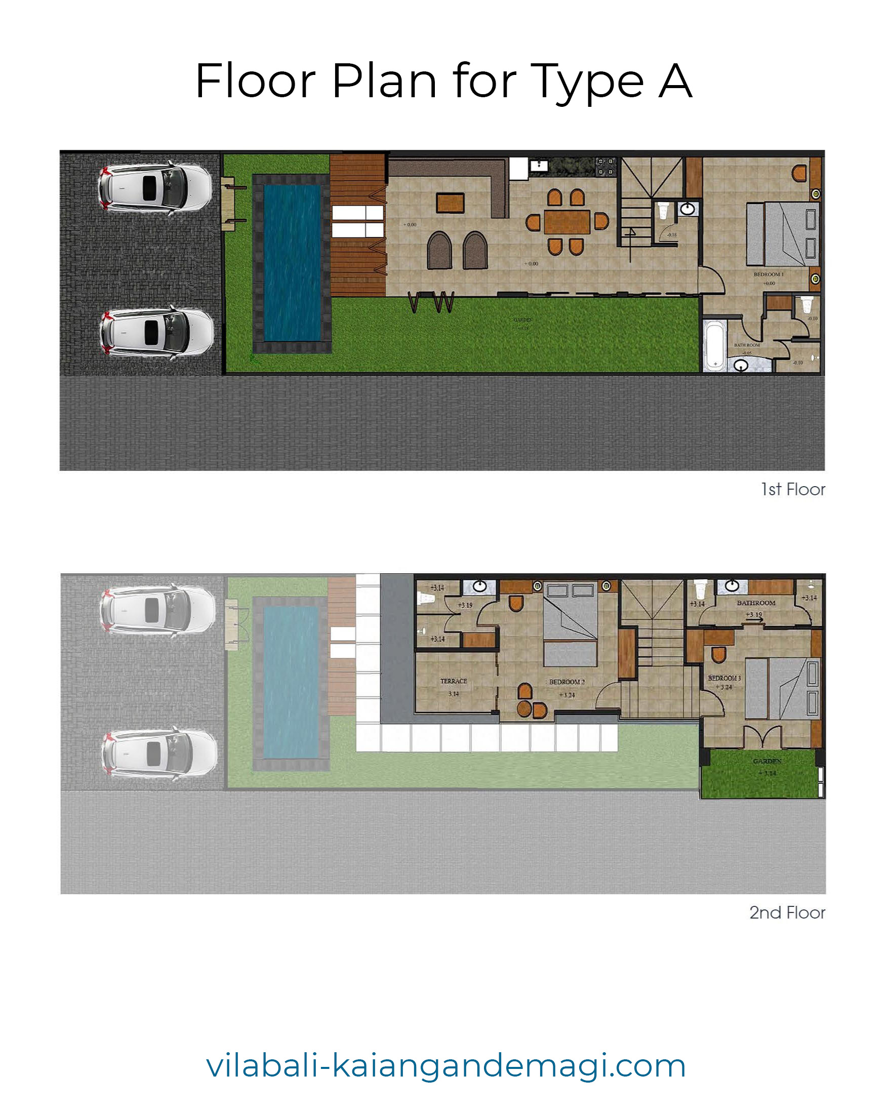 Denah Villa Kaiangan de Magi Tipe A, Villa di Cemagi, Villa di Canggu