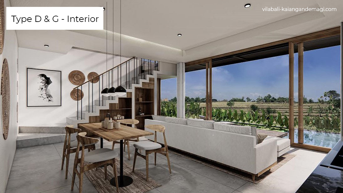 Tampak Interior Villa Kaiangan de Magi Tipe D dan G, Villa di Cemagi, Villa di Canggu