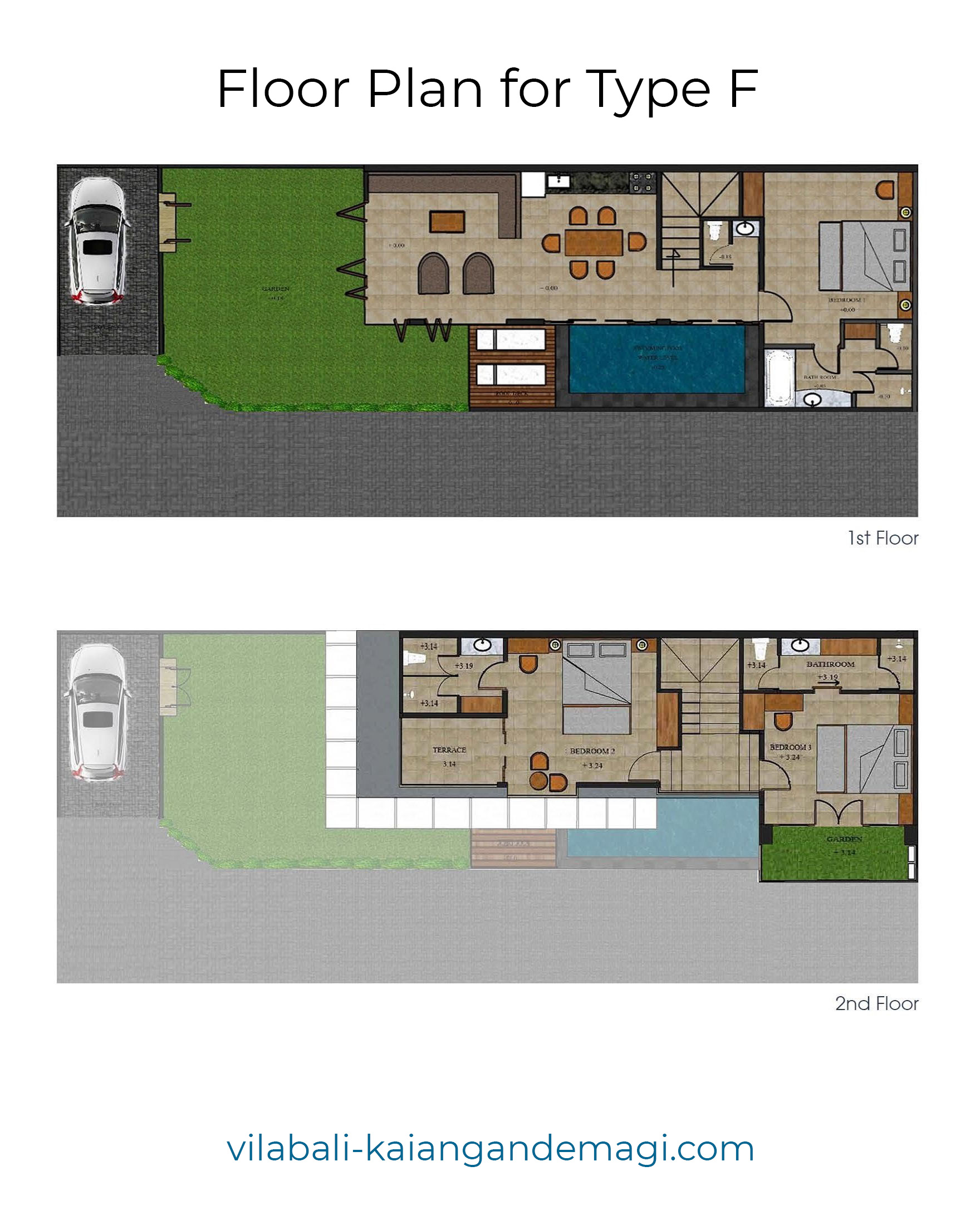 Denah Villa Kaiangan de Magi Tipe F, Villa di Cemagi, Villa di Canggu