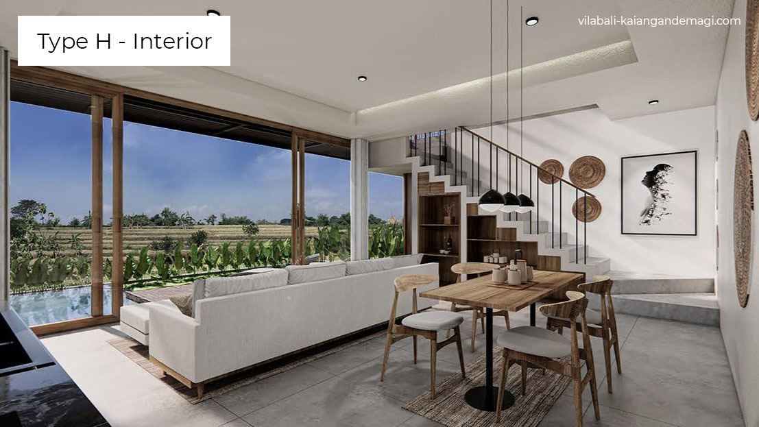 Tampak Interior Villa Kaiangan de Magi Tipe H, Villa di Cemagi, Villa di Canggu