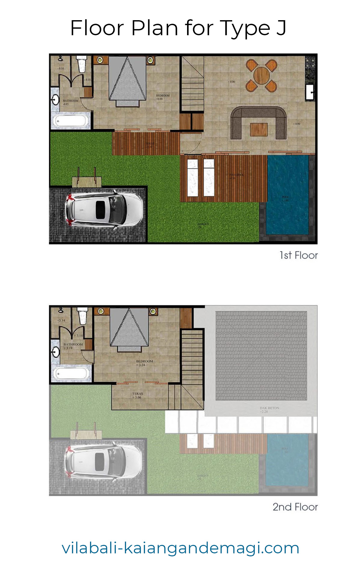 Denah Villa Kaiangan de Magi Tipe J, Villa di Cemagi, Villa di Canggu